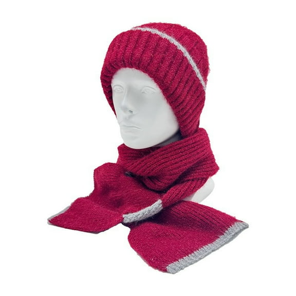 Diufon Winter Hooded Scarf Hat for Women Knitted Thickened Warm Beanie Hats Windproof Outdoor Ski 2 in 1 Cap