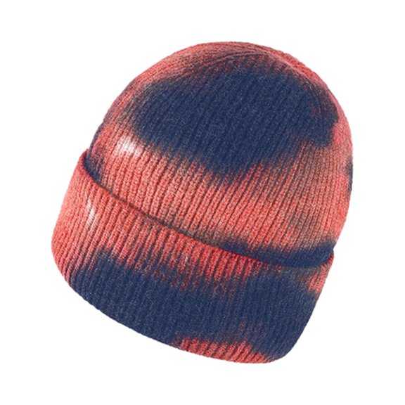 Diufon Winter Knitted Hat for Unisex-Adult Stretch Tie-dye Printed Beanie Hats Outdoor Windproof Ski Cap