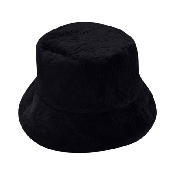 Diufon Winter Plush Bucket Hat for Women Thickened Warm Brim Hats Cute Fleece Lined Outdoor Windproof Caps