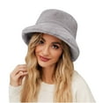 thumbnail image 1 of Diufon Winter Plush Bucket Hat for Women Thickened Warm Brim Hats Trendy Fleece Lined Windproof Outdoor Caps, 1 of 5