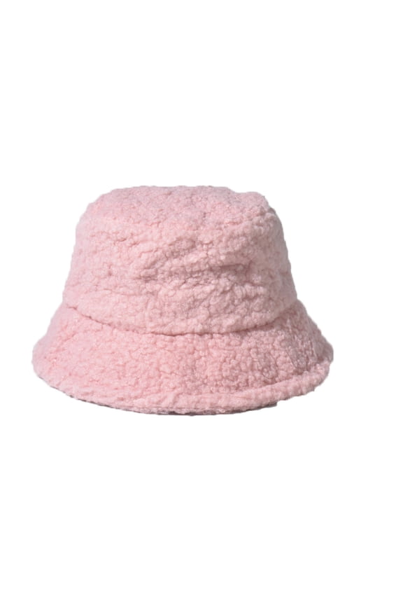 Winter Plush Bucket Hat for Women Thickened Warm Brim Hats Trendy Fleece Lined Windproof Outdoor Caps