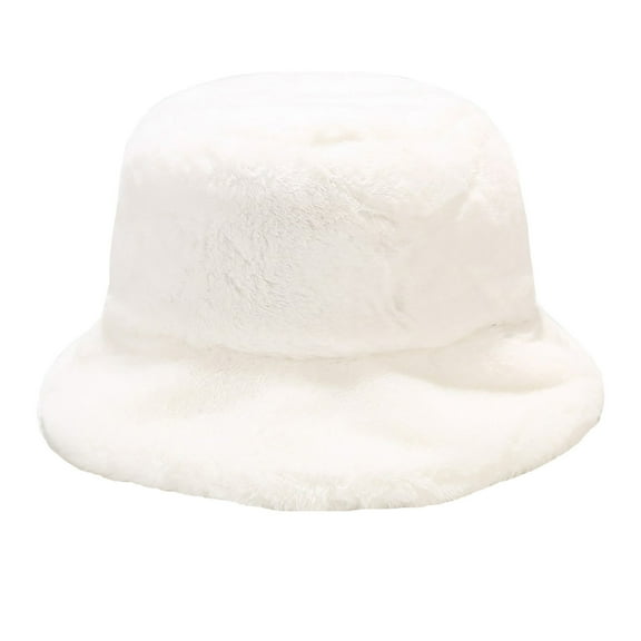Diufon Winter Warm Bucket Hat for Women Plush Thickened Warm Brim Hats Trendy Fleece Lined Windproof Outdoor Caps