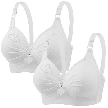 Diufon Wireless Bra for Women Seamless V Neck Full Coverage Bra Ladies Comfort Push Up Solid Color Bralette