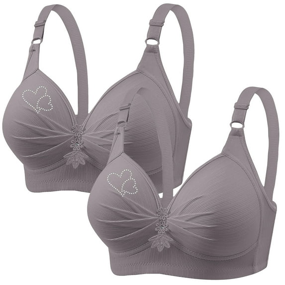 Diufon Wireless Bra for Women Seamless V Neck Full Coverage Bra Ladies Comfort Push Up Solid Color Bralette