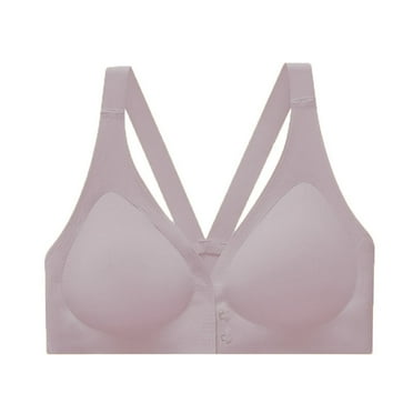 Diufon Wireless Comfortable Bra for Women Full Coverage V Neck Front Closure Bras Support Push Up Bralettes