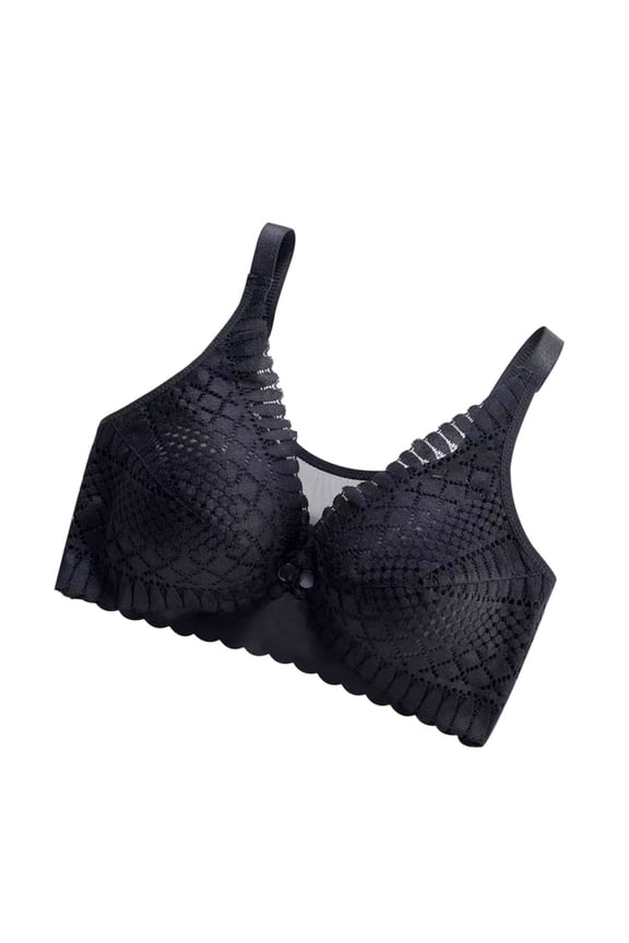 Wireless Lace Bra for Women Comfy Front Closure Postpartum Breastfeeding Support Push Up V Neck Bras
