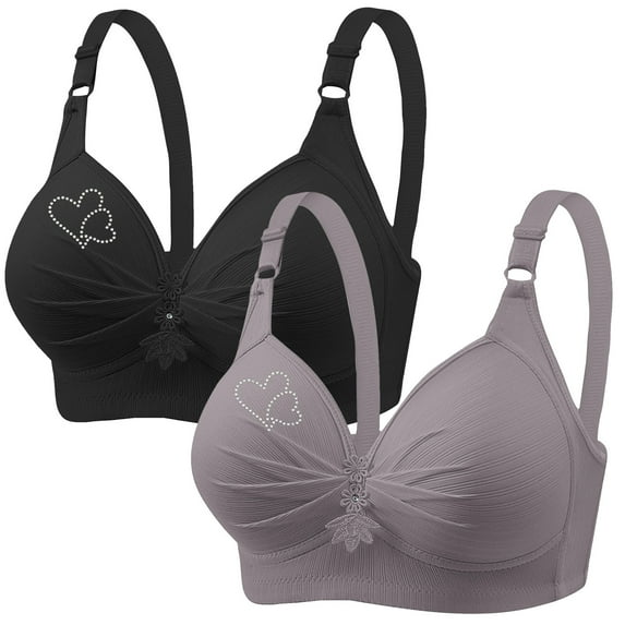 Diufon Women 2pc Bras No Underwire High Support Bras Solid Color Full Coverage Brathable Bras