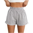 thumbnail image 1 of Diufon Women Boxer Shorts Striped Elastic High Waisted Pajama Bottoms Casual Lounge Shorts with Pockets Sleepwear, 1 of 7