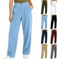 thumbnail image 1 of Diufon Corduroy Pants Women Elastic High Waist Straight Leg Pant Baggy Fall Winter Warm Trousers with Pockets, 1 of 8