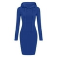 thumbnail image 1 of Diufon Women Hoodie Dress Long Sleeve Solid Pocket Knee Length Slim Pullover Dresses Casual Sweatshirt Fall Clothes for Women, 1 of 5