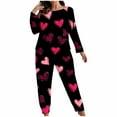 thumbnail image 1 of Diufon Women Pajama Set Plus Size Valentine's Day Printed Long Sleeve Tops and Pants Loose 2 Piece Sleepwear, 1 of 6