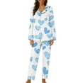 thumbnail image 1 of Diufon Women Pajama Set Valentine's Day Graphic Printed Long Sleeve Button Down Shirts and Pants 2 Piece Outfits, 1 of 6