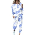 thumbnail image 1 of Diufon Women Plus Size Suits Tie-Dye Printed Long Sleeve Tops Drawstring Pants with Pockets, 1 of 6