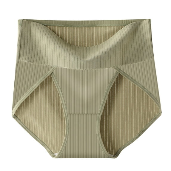 Diufon Women Plus Size Underwear Solid Color Breathable Panties High Waist Full Coverage Cotton Brief