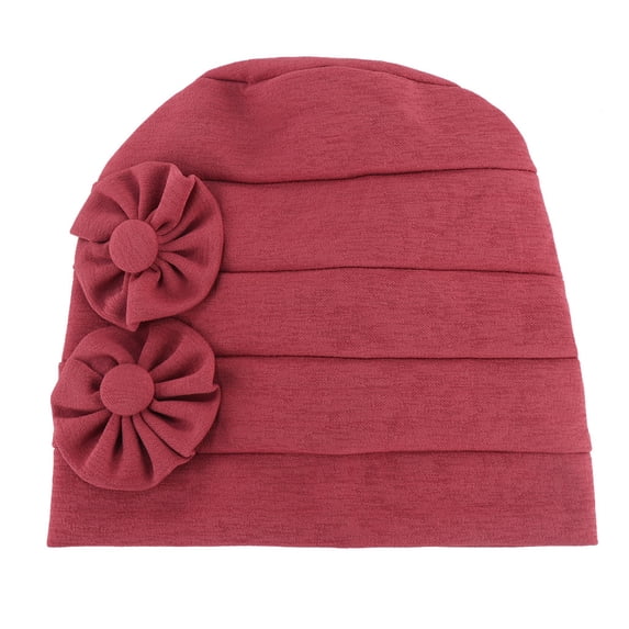 Diufon Women's Beanie Hats Wrap Hair Layers Cap with Floral Stretch Windproof Solid Color Sleep Hat for Ladies