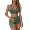 thumbnail image 1 of Diufon Plus Size Swimsuit for women 2 piece Summer Beach High Waist Bikini Swim Skirt Mesh V Neck Swimsuits, 1 of 8
