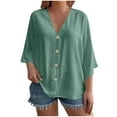 thumbnail image 1 of Diufon Women's Button Down Shirts 3/4 Sleev V Neck Tunic Blouses Plus Size Loose Flowy Cardigan Tops, 1 of 9