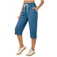 thumbnail image 1 of Diufon Women's Capri Pants High Waist Drawstring Straight Leg Pants Casual Summer Trousers with Pockets, 1 of 7