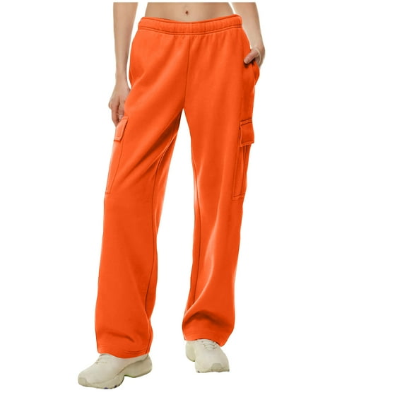 Diufon Women's Cargo Pants Elastic High Waist Sweatpants Casual Solid Color Athletic Pants with Pockets