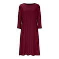 thumbnail image 1 of Diufon Women's Casual Long Sleeve Dresses Cotton Spring Summer Pleated Crewneck Maxi Dress Plus Size Loose Dress, 1 of 5