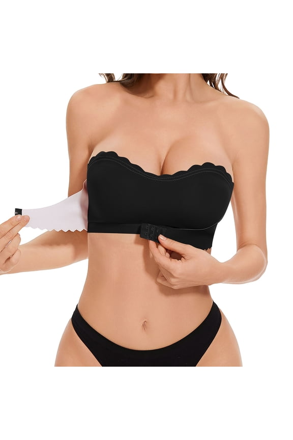 Women's Comfortable Strapless Bras Seamless Wireless Breathable Wrap Bras Everyday Front Closure Support Bra