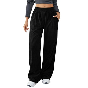 Diufon Women's Corduroy Wide Leg Pants Casual Loose Elastic High Waisted Trousers Athletic Pant with Pockets