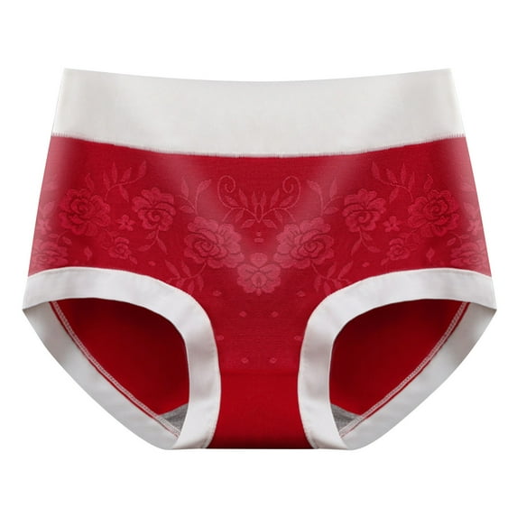 Diufon Women's Cotton Underwear High Waist Full Coverage Hipster Panties Soft Breathable Floral Pattern Briefs