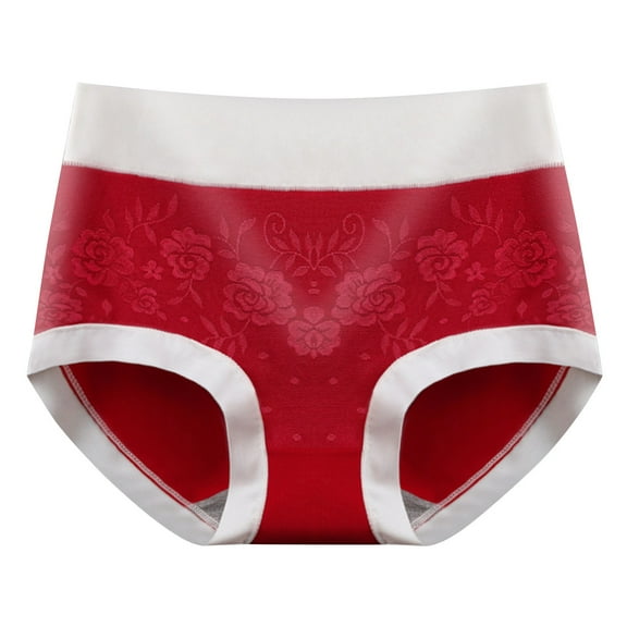 Diufon Women's Cotton Underwear High Waist Full Coverage Hipster Panties Soft Breathable Floral Pattern Briefs