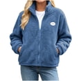 thumbnail image 1 of Diufon Women's Fuzzy Fleece Coats Full Zip Stand Collar Long Sleeve Fall Winter Warm Outwear Jacket with Pockets, 1 of 9