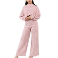 thumbnail image 1 of Diufon Women's Fuzzy Fleece Set Fall Winter Warm Long Sleeve Cropped Tops High Waisted Pant Thicken Homewear Suits, 1 of 6
