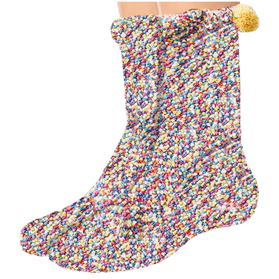 Diufon Women's Fuzzy Slipper Socks Fall Winter Comfy Thickened Warm Sleep Socks Plush Colorful Footwear Socks