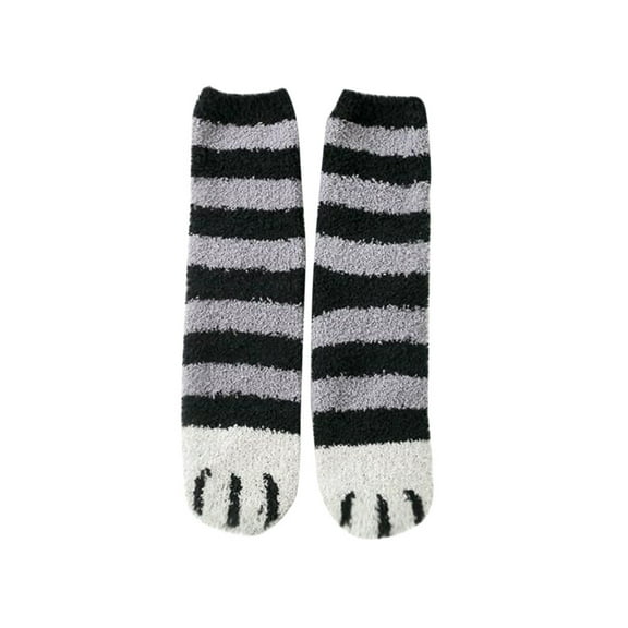 Diufon Women's Fuzzy Warm Socks Fall Winter Striped Thickened Warm Socks Color Block Stretch Mid-calf Socks