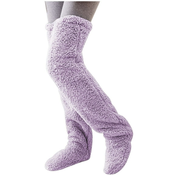 Diufon Women's Fuzzy Warm Stockings Plush Thickened Non-Slip Over the Knee Long Socks Fall Winter Home Socks