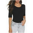 thumbnail image 1 of Diufon Women's Half Sleeve Tunics Summer Slim Round Neck Tops Solid Color Tees Shirts, 1 of 6
