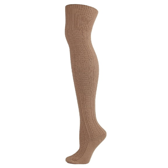 Diufon Women's Knitted Stockings Trendy Knee Length Thigh High Boot Socks Stretch Warm Solid Color Long Socks