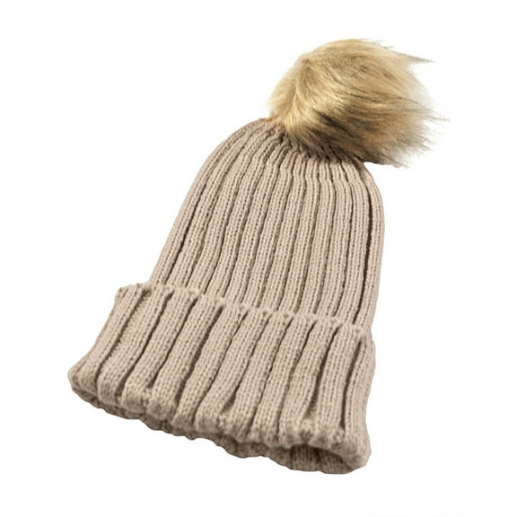 Diufon Women's Knitted Warm Hat Ladies Winter Plush Solid Color Stretch Beanie Hats Windproof Outdoor Ski Cap