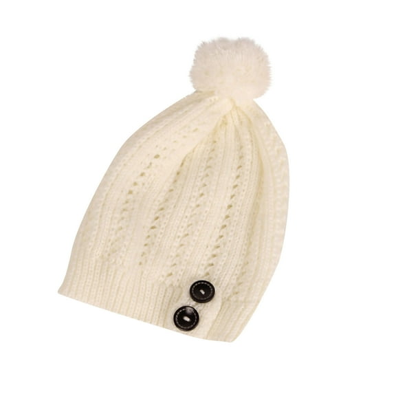 Diufon Women's Knitted Warm Hat Ladies Winter Thickened Ear Covered Button Stretch Beanie Hats Outdoor Ski Cap