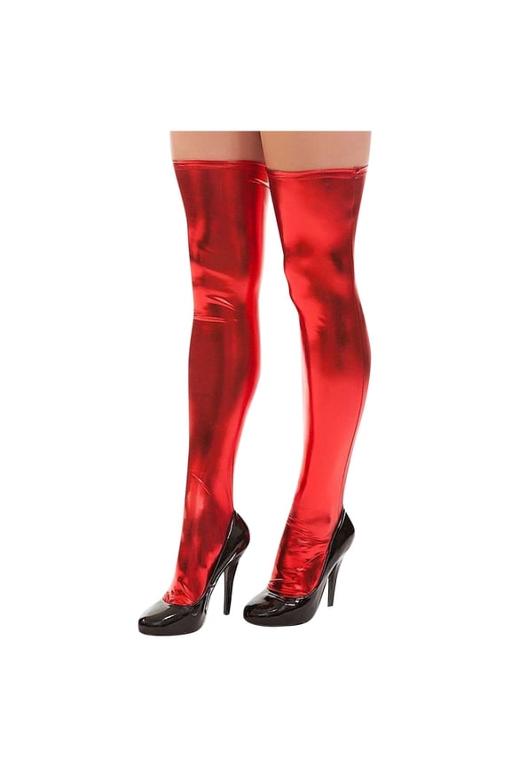 Women's Leather Stockings Clubwear Thigh Over Knee High Shinny Solid Color Stockings for Party