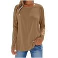 thumbnail image 1 of Diufon Women's Long Sleeve Tops Fall Winter Loose Basic Casual Top Solid Color Soft Round Neck Blouse, 1 of 4