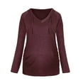 thumbnail image 1 of Diufon Women's Maternity Hoodie Shirt Long Sleeve V neck Sweatshirt with Pockets Casual Side Ruched Top, 1 of 7