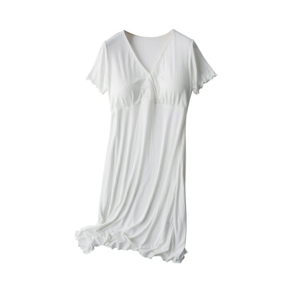 Diufon Women's Maternity Nursing Nightdress Short Sleeve V Neck Nightgowns with Built in Bra Soft Pajama Dress