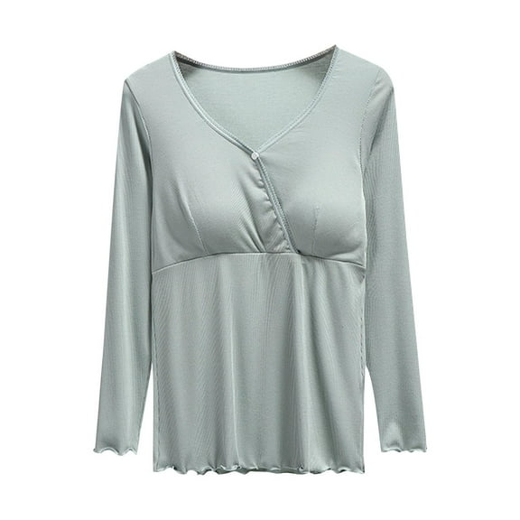 Diufon Women's Maternity Nursing Tops Long Sleeve V Neck Breastfeeding Blouse Pregnancy Postpartum Clothes