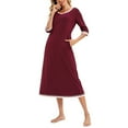 thumbnail image 1 of Diufon Women's Nightgown Cotton Loose Short Sleeve Crewneck Long Nightdress Casual Home Pajamas with Pockets, 1 of 5