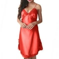 thumbnail image 1 of Diufon Women's Nightgown Silk Satin Lace V Neck Camisole Pajama Dress Casual Sleeveless Soft Sleepwear, 1 of 5