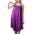 thumbnail image 1 of Diufon Women's Nightgowns Silk Satin Lace V Neck Camisole Pajama Dress Casual Soft Home Sleepwear, 1 of 7