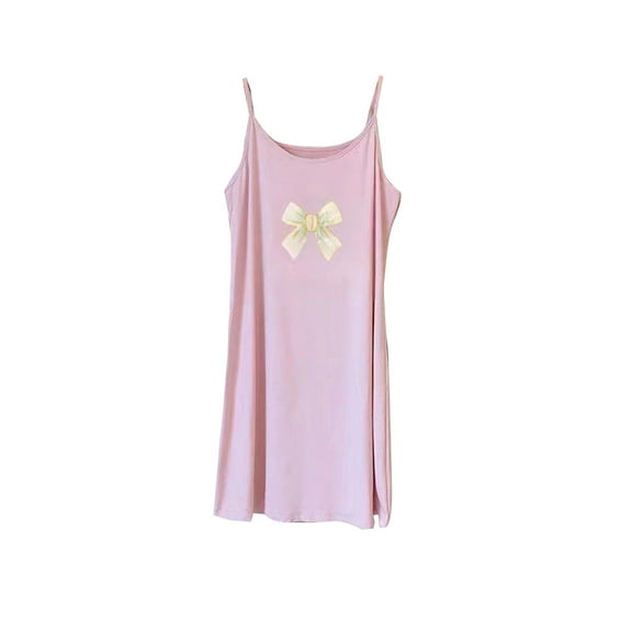 Diufon Women's Nightgowns Summer Casual Loose Round Neck Camisole Pajama Dress Summer Plus Size Sleepwear