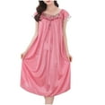thumbnail image 1 of Diufon Women's Nightgowns Summer Short Sleeve Lace Square Neck Pleated Pajamas Dress Casual Stain Sleepwear, 1 of 9