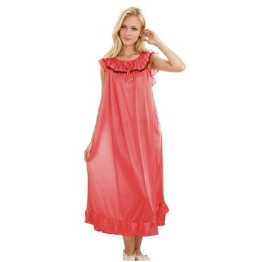 Diufon Women's Nightgowns Summer Silk Stain Sleeveless Midi Pajamas Dress Plus Size Loose Home Sleepwear