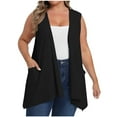 thumbnail image 1 of Diufon Black Cardigan for Women Lightweight Soft Cotton Sleeveless High Low Hem Open Front Cardigans with Pockets, 1 of 8