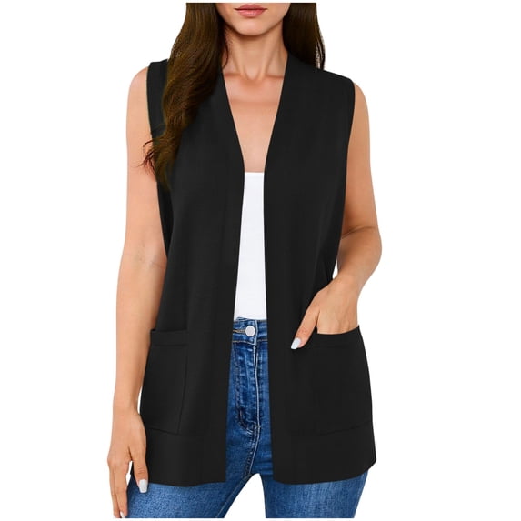 Diufon Womens Cardigans Lightweight Casual Soft Sleeveless Vests Dressy Casual Open Front Cardigan with Pockets
